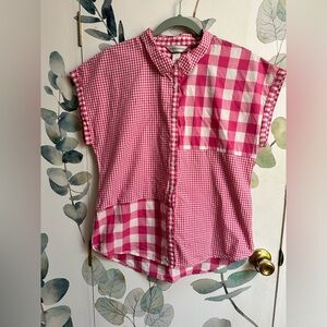 Christopher & Banks button down pink gingham size medium shirt